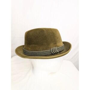 Vintage Habig Wien Fedora Hat Mens Olive Green Austrian Felt‎ Rope